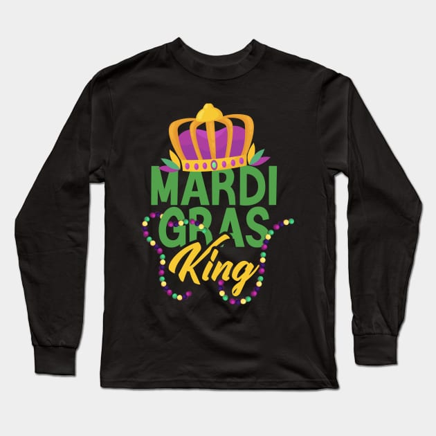 Mardi Gras King Funny Mardi Gras Carnival Parade Costume Party Long Sleeve T-Shirt by Azz4art